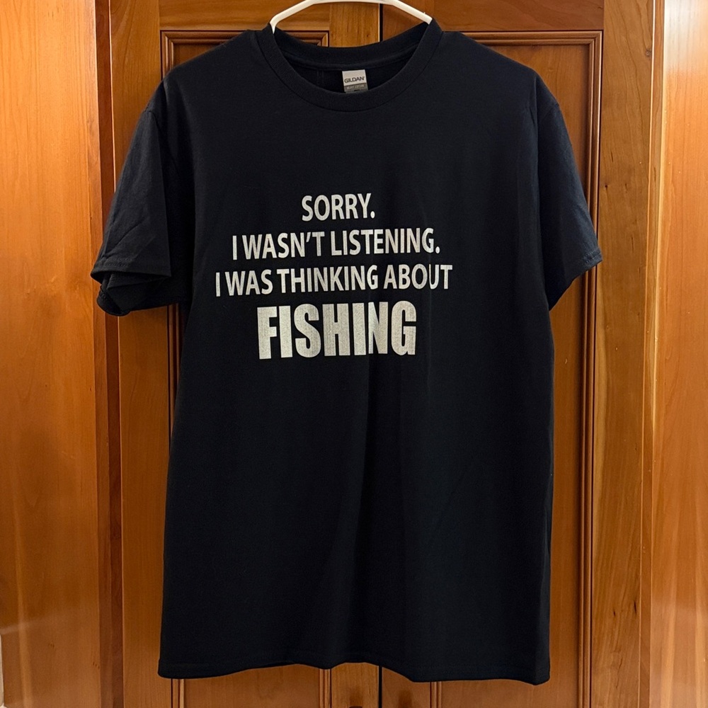 Graphic T-Shirt with Fishing Design Medium NWOT